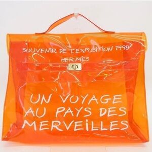 HERMES Vinyl Kelly Exhibition Tote Bag and Chanel wallet